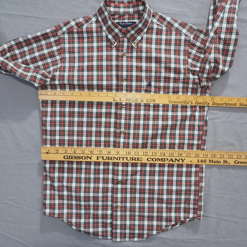 Brooks Brothers Shirt Boys Large Red White Plaid Button Down Cotton Classic Fit